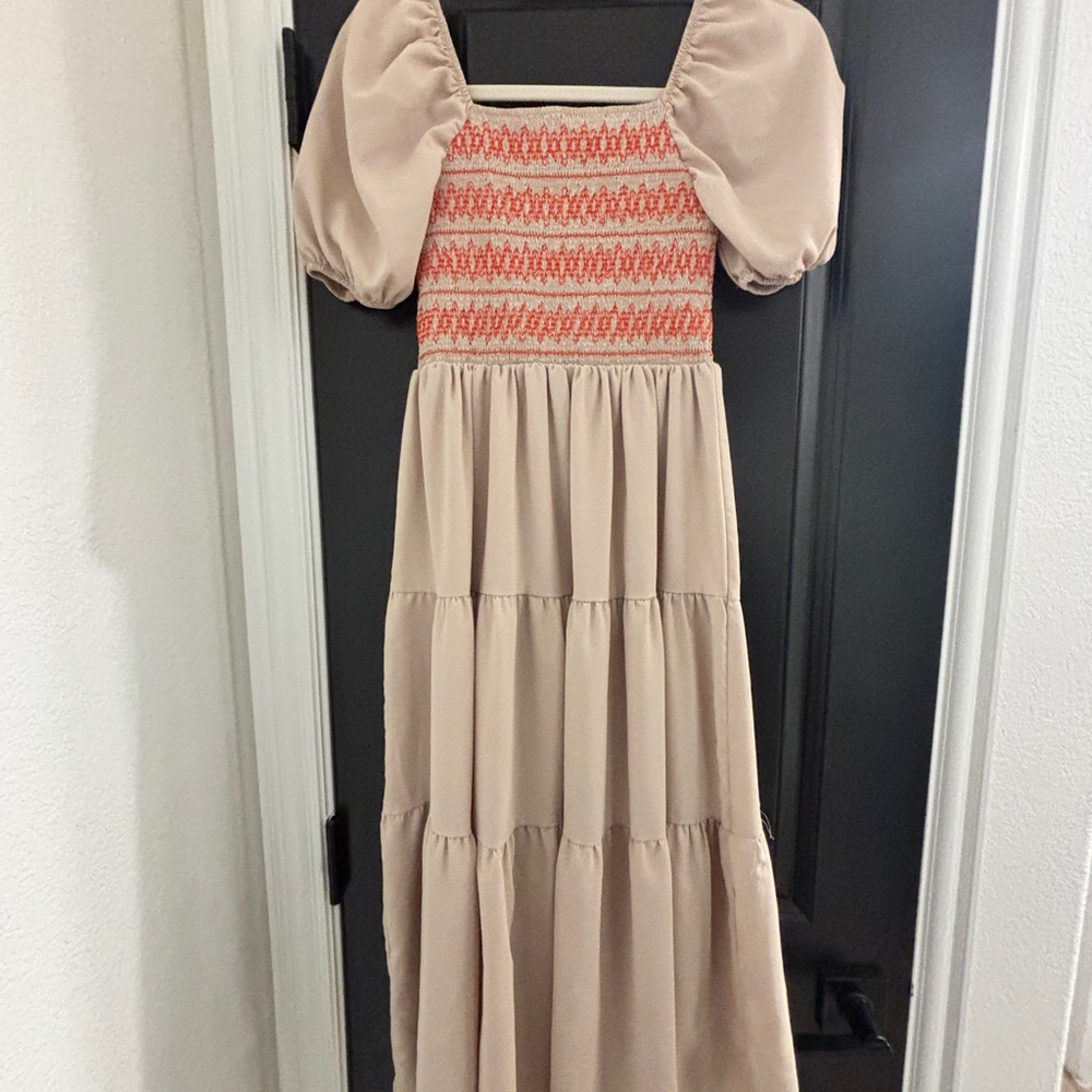 SHEIN Beige and Orange Maxi Dress